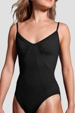 Ladies Mirella Black Label Ruched V-Neck Leotard -Dance Gear Outlet Store 1zGWQlHF